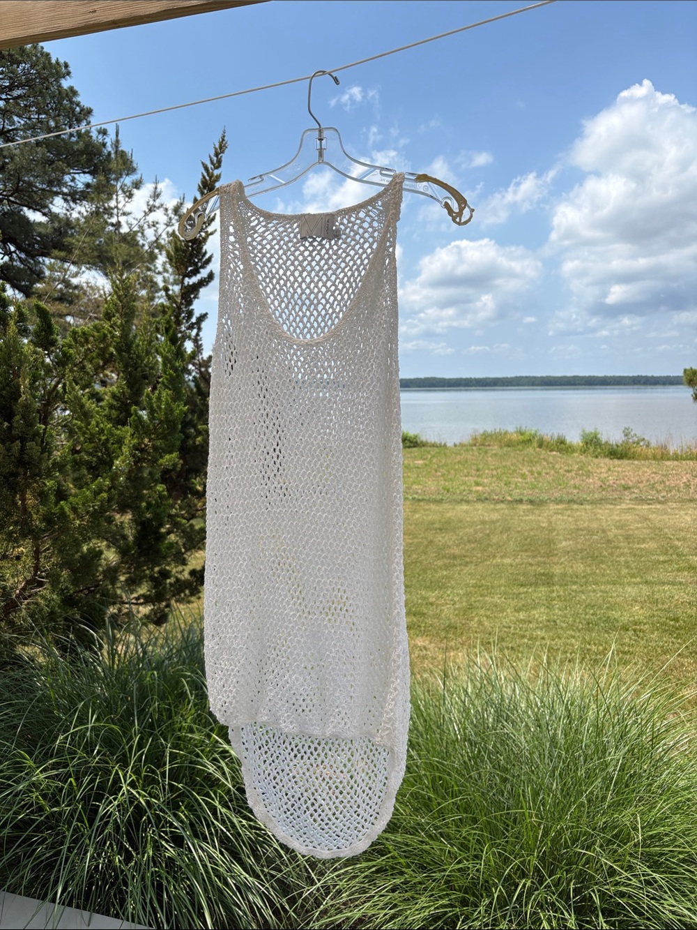 Michael Stars White Crochet Mesh Tank Top